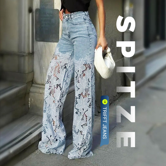 💃50% Rabatt🌸Gespleißte Jeans mit Spitze👖