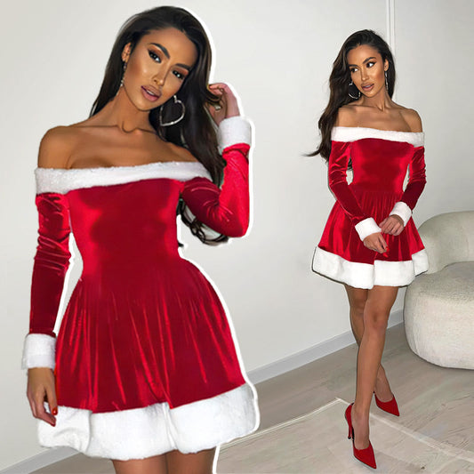 🎅Pre-Xmas Specials🎄Women's Christmas One-Shoulder A-Swing Dress