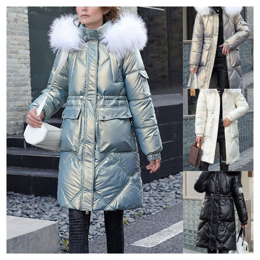 ❄️Winter Specials❄️ Women's Shimmering Quilted Winter Coat with Faux Fur Trim Hood