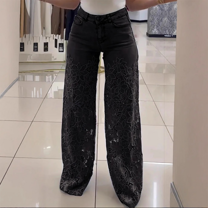 💃50% Rabatt🌸Gespleißte Jeans mit Spitze👖