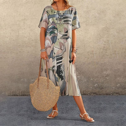 ⏰Zeitlich begrenzter Rabatt🌴Fließendes Kleid in leuchtenden Tropenfarben💯
