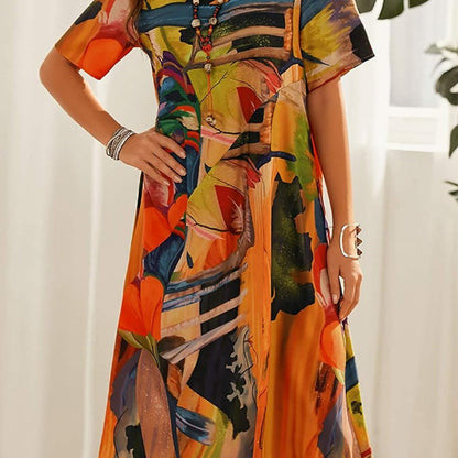 ⏰Zeitlich begrenzter Rabatt🌴Fließendes Kleid in leuchtenden Tropenfarben💯