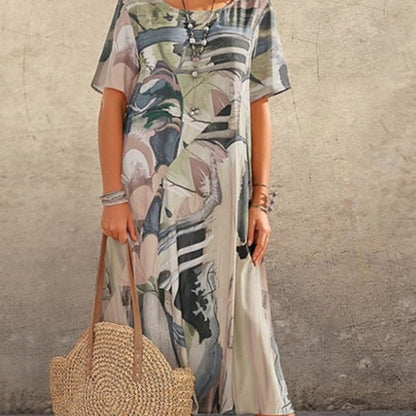 ⏰Zeitlich begrenzter Rabatt🌴Fließendes Kleid in leuchtenden Tropenfarben💯